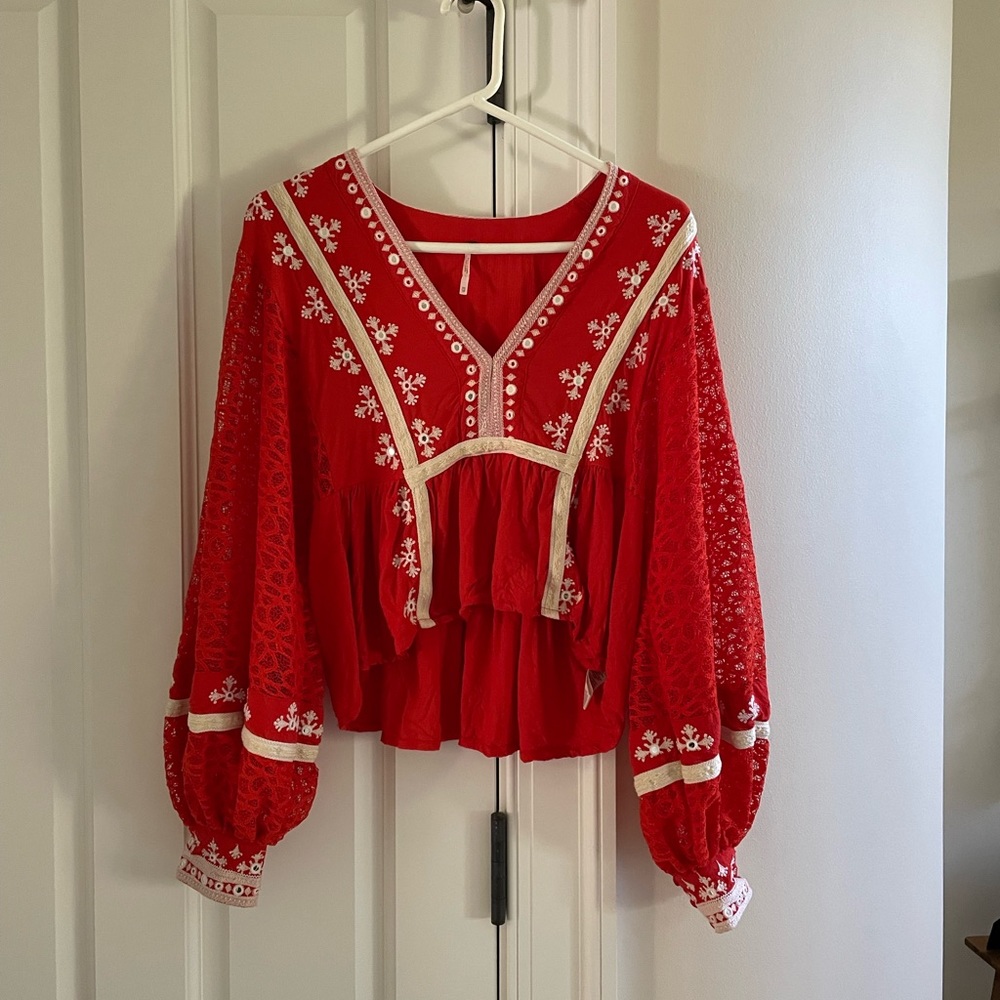 Bright Orange Free People Blouse: Size XS